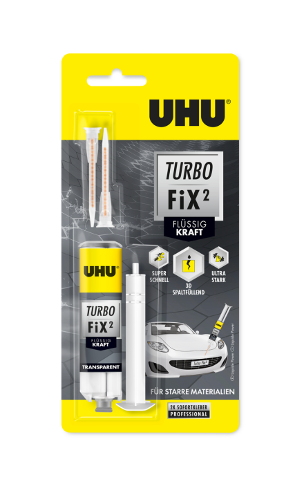 UHU Turbo FiX² Flüssig Kraft 10 g, schneller transparenter 2-Komponenten Reparaturkleber, 51950